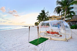 O2 Beach Club & Spa transparent tent on the beach