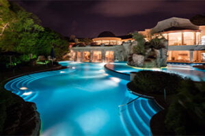 Sandy Lane Caribbean Resort pool at night