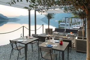 The Filario Hotel dining by the lake