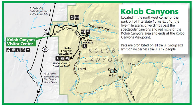 Kolob Canyon map