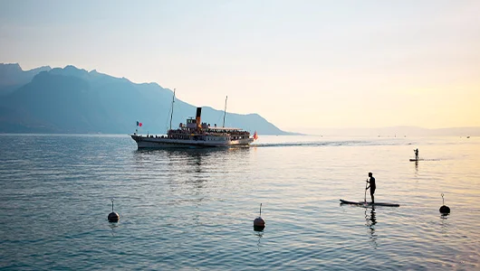 Stand-Up Paddle Boarding On Lake Geneva