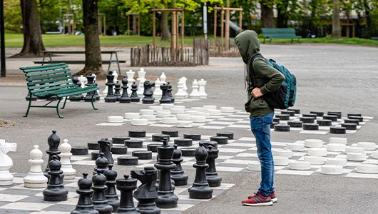 Traditional oversized street chess in Geneva park